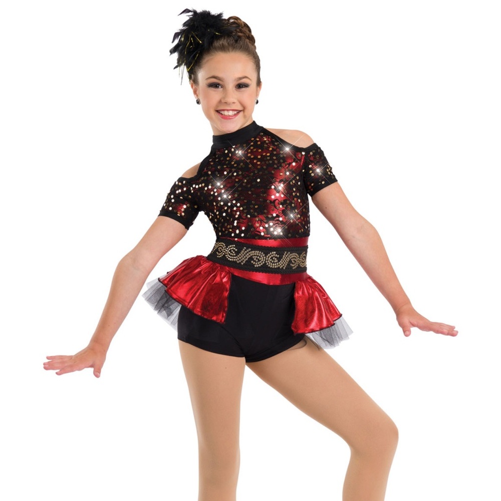 Sparkling Red and Black Sequin Dance Costume